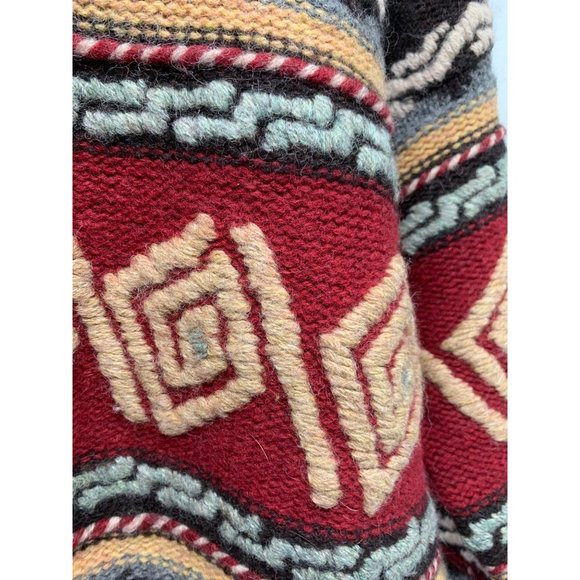 Moda Int'l Women Large Chunky Wool Geometric Tribal Pattern Cozy Sweater Brown R - Picture 6 of 8